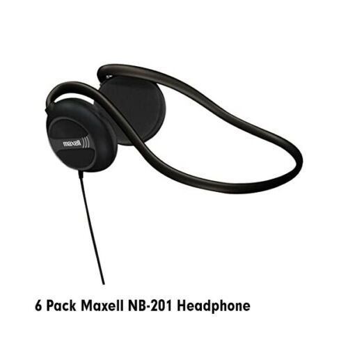 Maxell NB-201 Stereo Neckband Headphones, 6 Pack